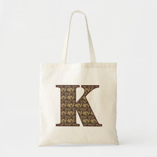 Monogram initial K Elegant Vintage Blommig Tygkasse