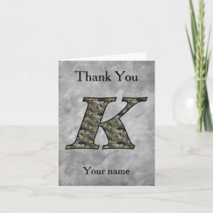 Monogram Initial K Hortensia Blommor Personlig Tack Kort
