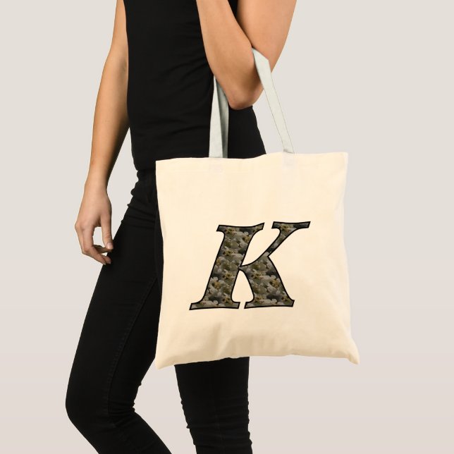 Monogram initial K Hortensia blommor Tygkasse (Framsida (produkt))