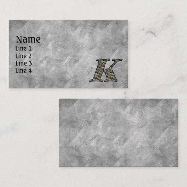 Monogram initial K Hortensia blommor Visitkort (Fram/baksida)