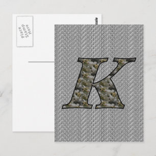 Monogram initial K Hortensia blommor Vykort