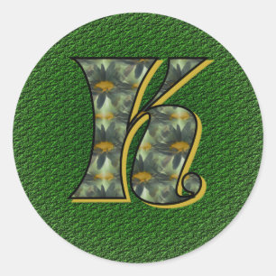 Monogram initial K Prästkragar Blomsterkonst Runt Klistermärke
