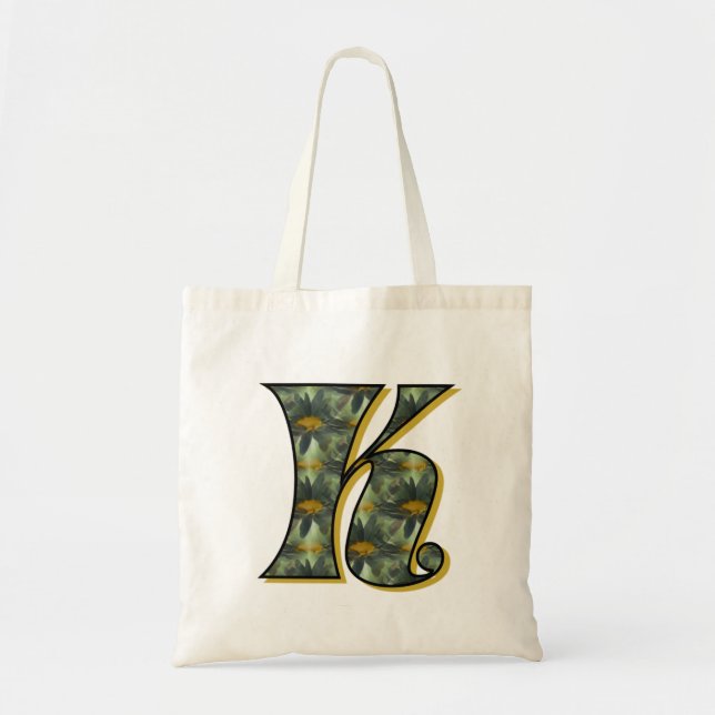 Monogram initial K Tusenskönor Blommig Konst Tygkasse (Framsidan)