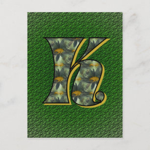 Monogram initial K Tusenskönor Blommig konst Vykort