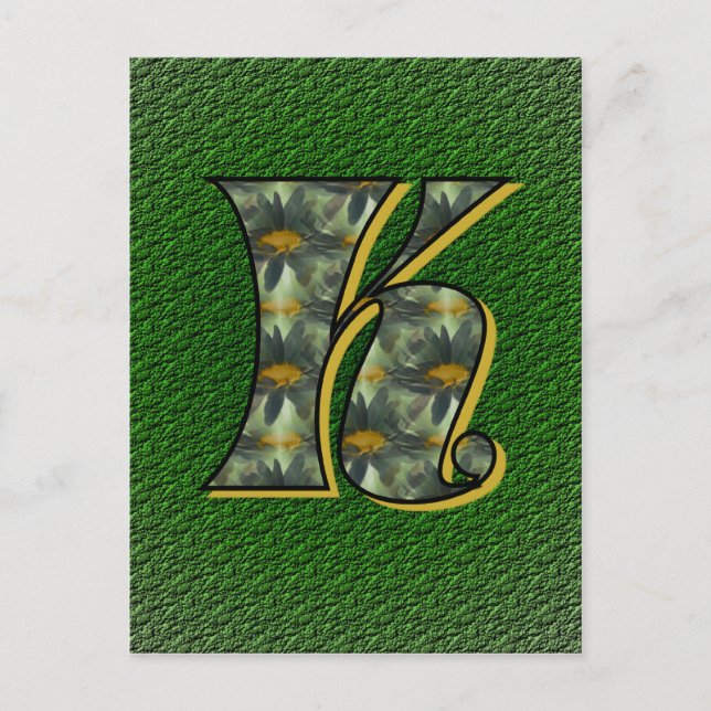 Monogram initial K Tusenskönor Blommig konst Vykort (Framsida)