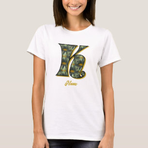 Monogram initial K tusenskönsblomma konst personli T Shirt
