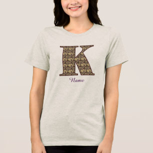 Monogram initial K Vintage Blommig Personlig T Shirt