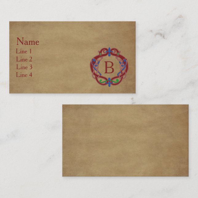 Monogram initial keltisk design  visitkort (Fram/baksida)