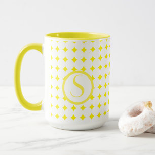 Monogram initial klar gula diamanter modern mugg