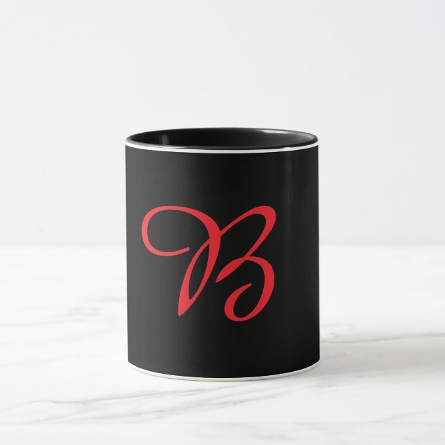Monogram initial kursiv B svart  Mugg (Center)