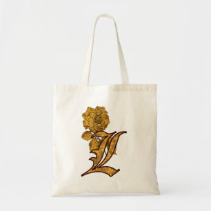 Monogram initial L Elegant guldpeonyblomma Tygkasse