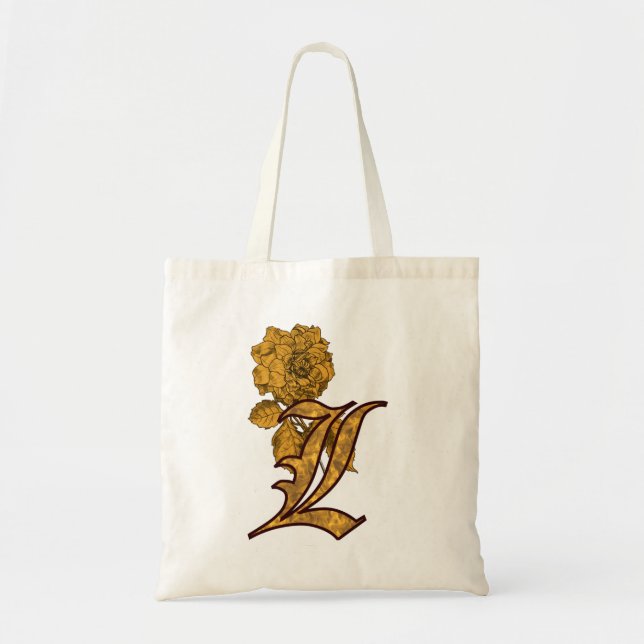 Monogram initial L Elegant guldpeonyblomma Tygkasse (Framsidan)
