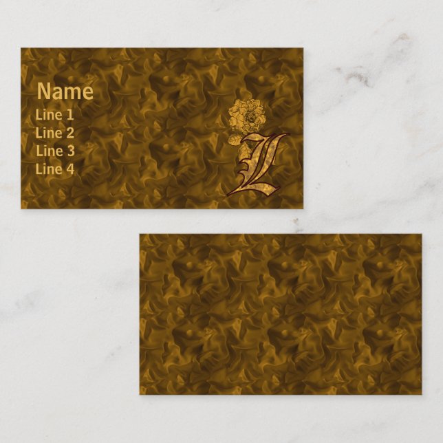 Monogram initial L Elegant guldpeonyblomma Visitkort (Fram/baksida)