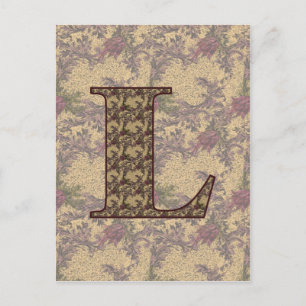 Monogram initial L elegant vintage blom- Vykort