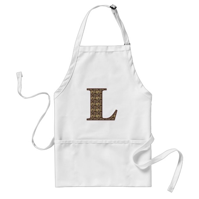 Monogram initial L elegant vintage blommig Förkläde (Framsidan)