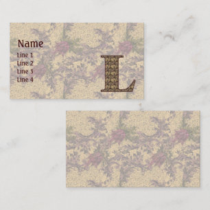 Monogram initial L Elegant Vintage Blommig Visitkort