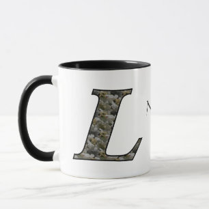 Monogram initial L Hortensia blommor Personlig Mugg