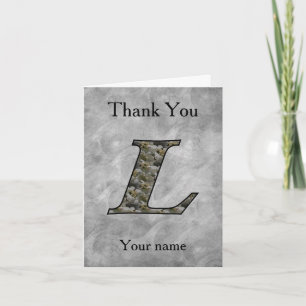 Monogram initial L Hortensia Blommor Personlig Tack Kort