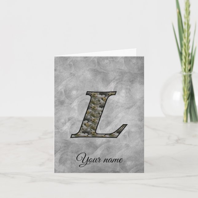 Monogram initial L hortensiablommor personlig Anteckningskort (Framsida)