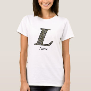 Monogram initial L Hydrangea blommor Personlig T Shirt