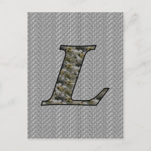 Monogram initial L Hydrangea blommor Vykort
