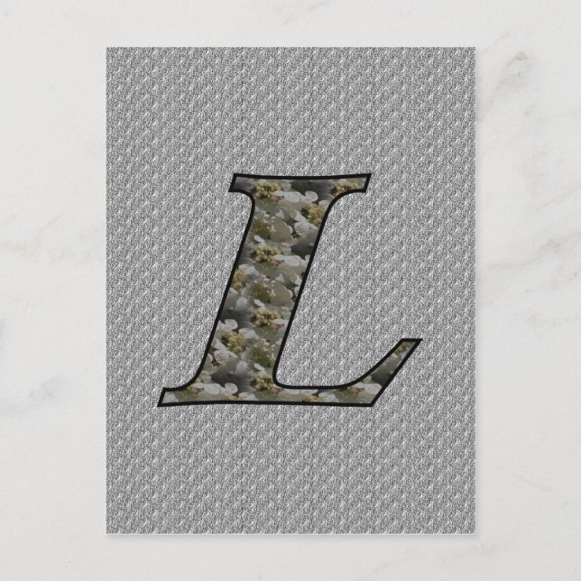 Monogram initial L Hydrangea blommor Vykort (Framsida)