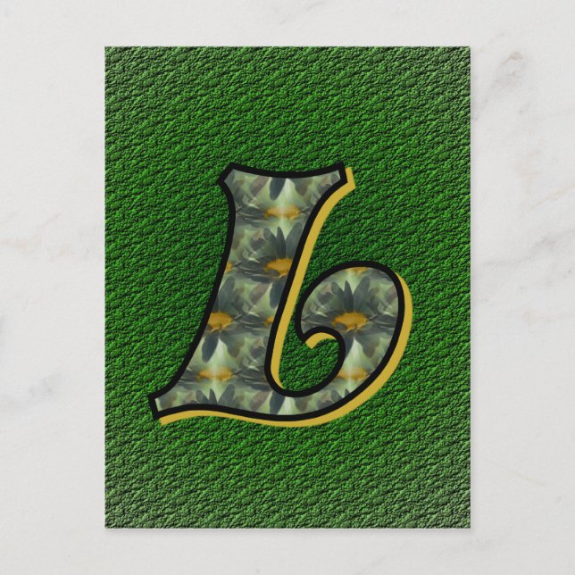 Monogram initial L Prästkragar Blommig konst Vykort (Framsida)