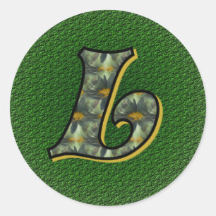 Monogram initial L Prästkragar Blomsterkonst Runt Klistermärke