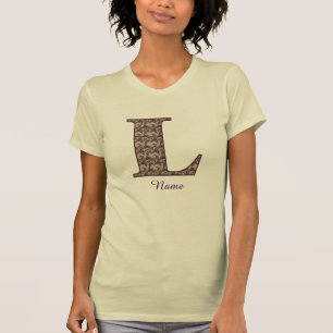 Monogram initial L Vintage Blommig Personlig T Shirt