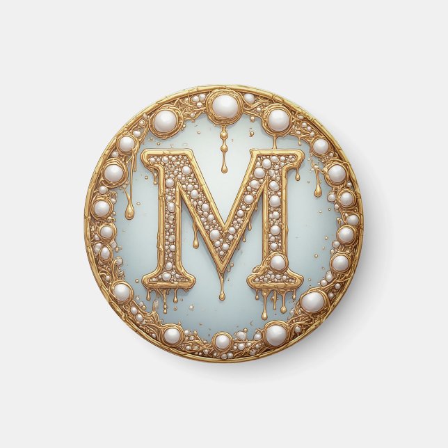 Monogram initial M-gåva till flickvän Magnet (Framsidan)