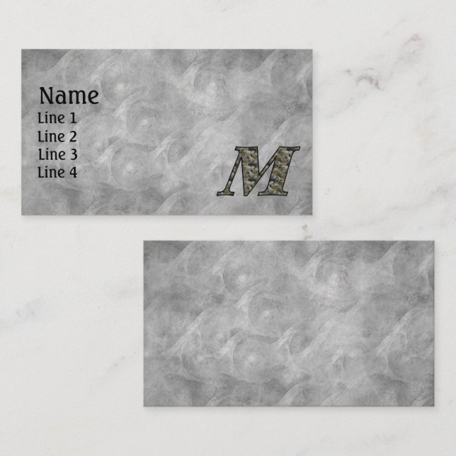 Monogram initial M Hortensia blommor Visitkort (Fram/baksida)