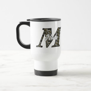 Monogram initial M Hydrangea blommor Personlig Resemugg