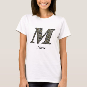 Monogram initial M Hydrangea blommor Personlig T Shirt