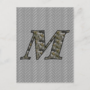 Monogram initial M Hydrangeablommor Vykort