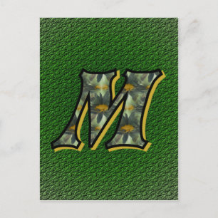 Monogram initial M tusenskönor blommig konst Vykort