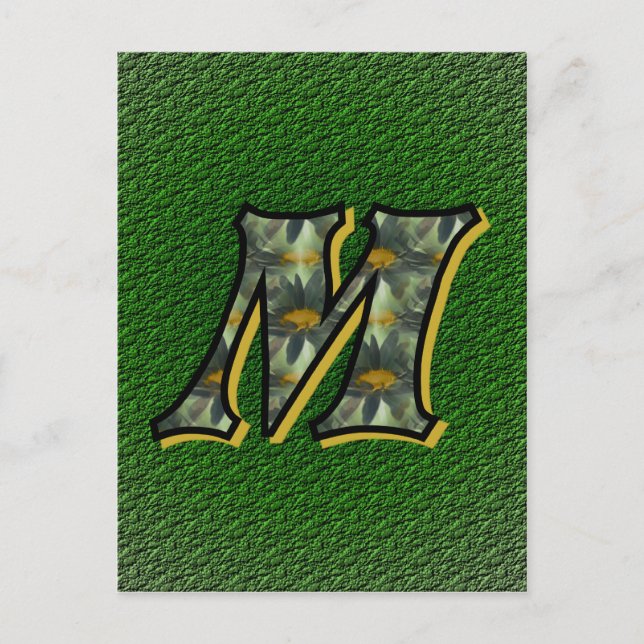 Monogram initial M tusenskönor blommig konst Vykort (Framsida)