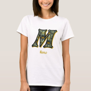Monogram initial M tusenskönsblomma konst personli T Shirt