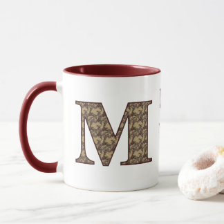 Monogram initial M Vintage Blommig Personlig Mugg