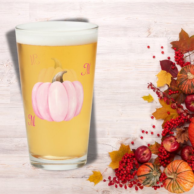 Monogram Initial med Rosa Pumpkin | Glaskopp (Skapare uppladdad)
