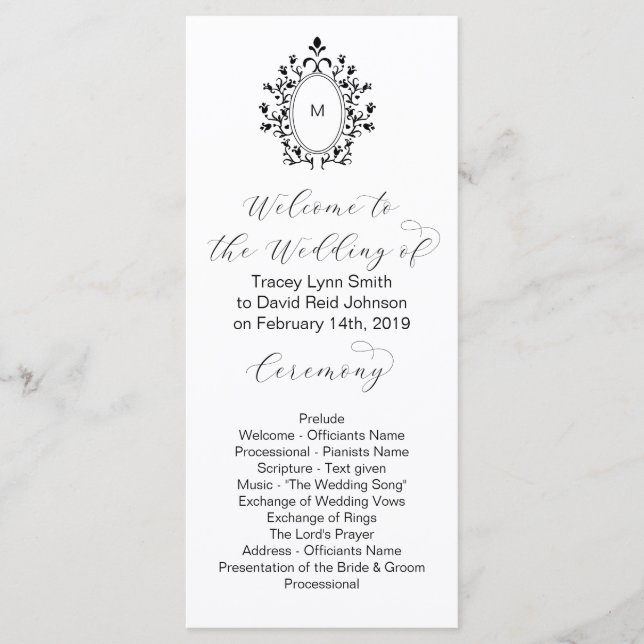 Monogram Initial Minimal Wedding Program (Framsida)