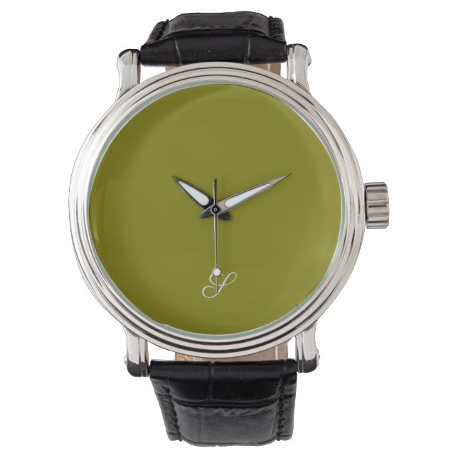 Monogram initial minimalist salvia grön  armbandsur (Framsida)
