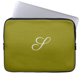 Monogram initial minimalist salvia grön laptop fodral