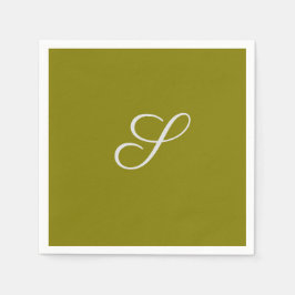 Monogram initial minimalist salvia grön pappersservett