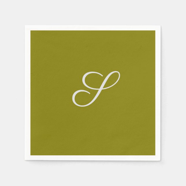 Monogram initial minimalist salvia grön pappersservett (Framsidan)