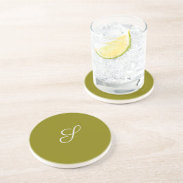 Monogram initial minimalist salvia grön underlägg