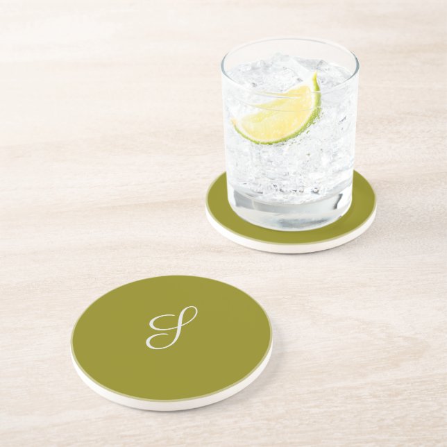 Monogram initial minimalist salvia grön underlägg (Sidan)