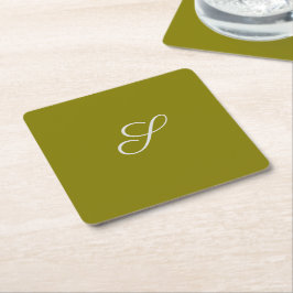 Monogram initial minimalist salvia grön underlägg papper kvadrat