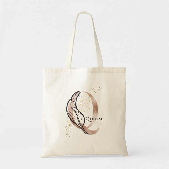 Monogram initial modern bokstav Q boho personlig Tygkasse (Framsidan)