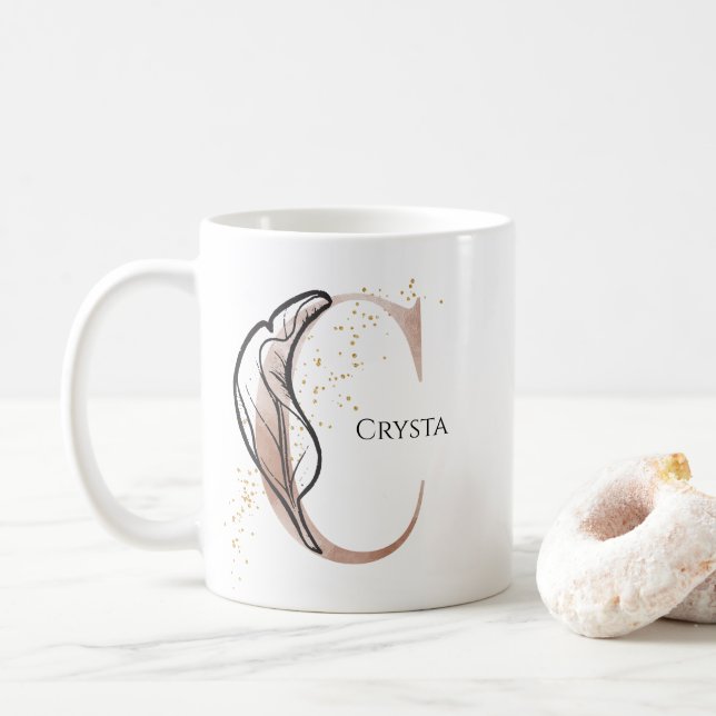 Monogram Initial Modern Brev C Boho Personlig Kaffemugg (Med munk)