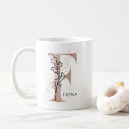 Monogram Initial Modern Brev F Boho Personlig Kaffemugg